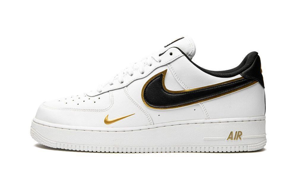 Air Force 1 '07 LV8 "Double Swoosh - White / Black / Gold" - ClaoukyShoes