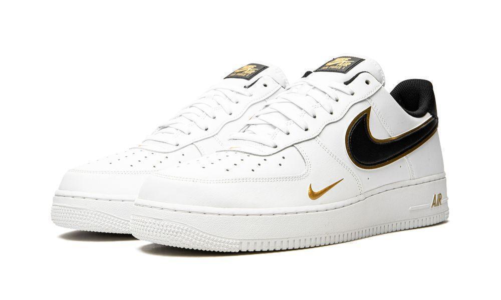 Air Force 1 '07 LV8 "Double Swoosh - White / Black / Gold" - ClaoukyShoes