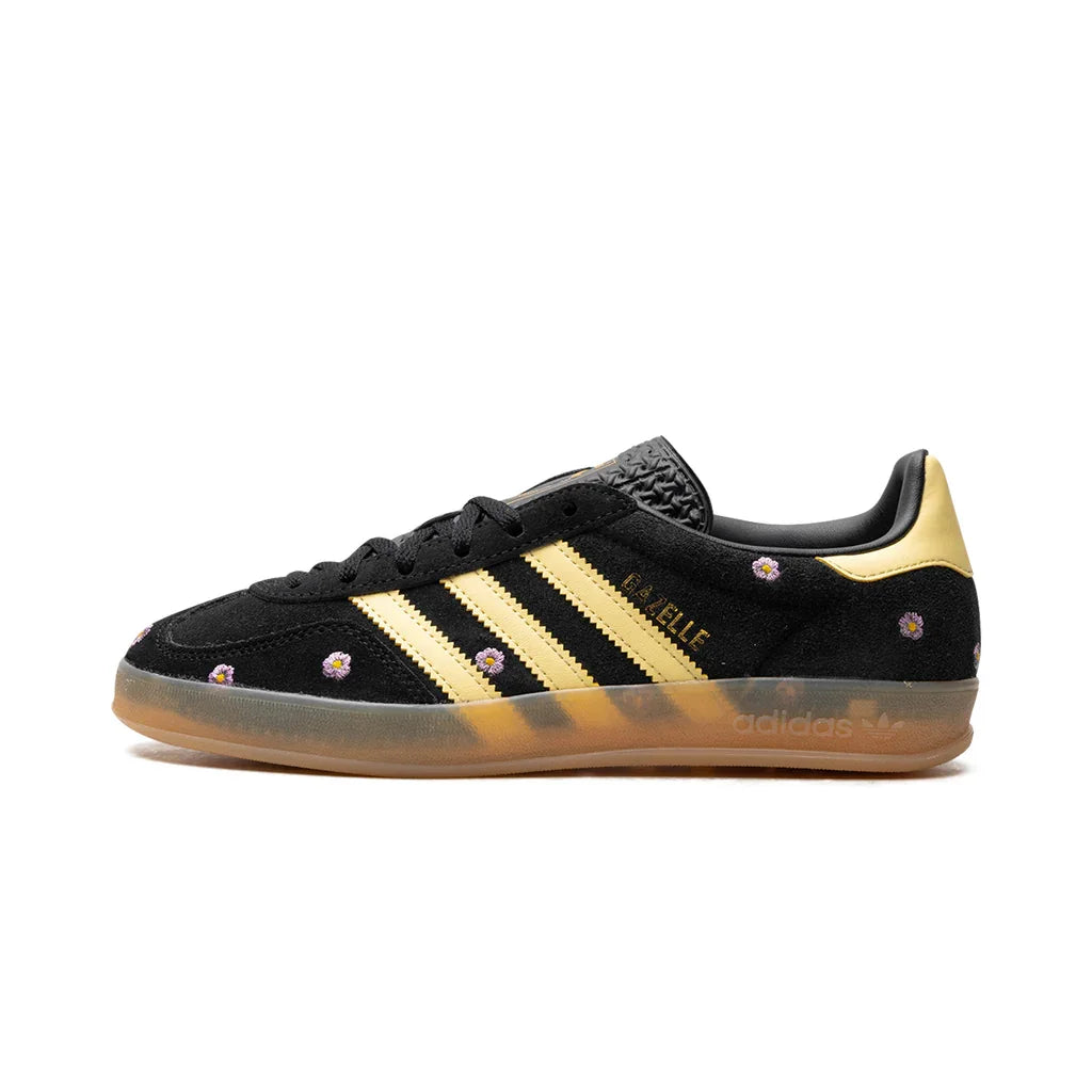 Adidas Gazelle Indoor "Core Black Almost Yellow Floral" - ClaoukyShoes