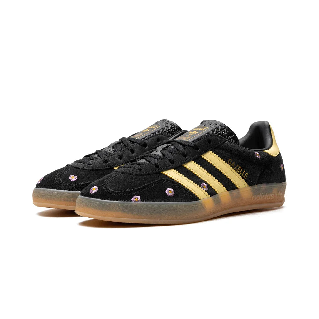Adidas Gazelle Indoor "Core Black Almost Yellow Floral" - ClaoukyShoes